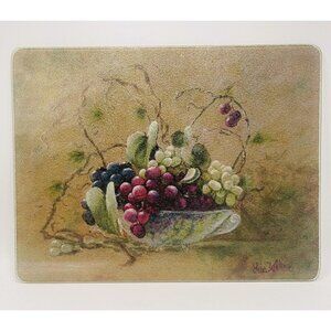 Lisa White Vineyard Blessing Tempered Glass Cutting Board Still Life Art Grapes